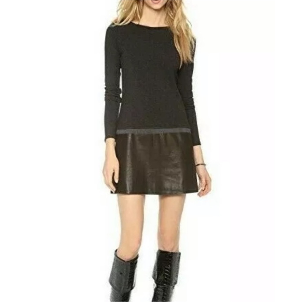 Theory Black Keiran Lambs Leather Skirt Dress small